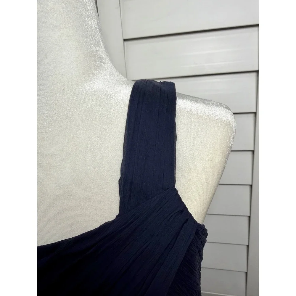 J. Crew One Shoulder 100% Silk Dress Evening Party Women's Size 10 NWT Navy